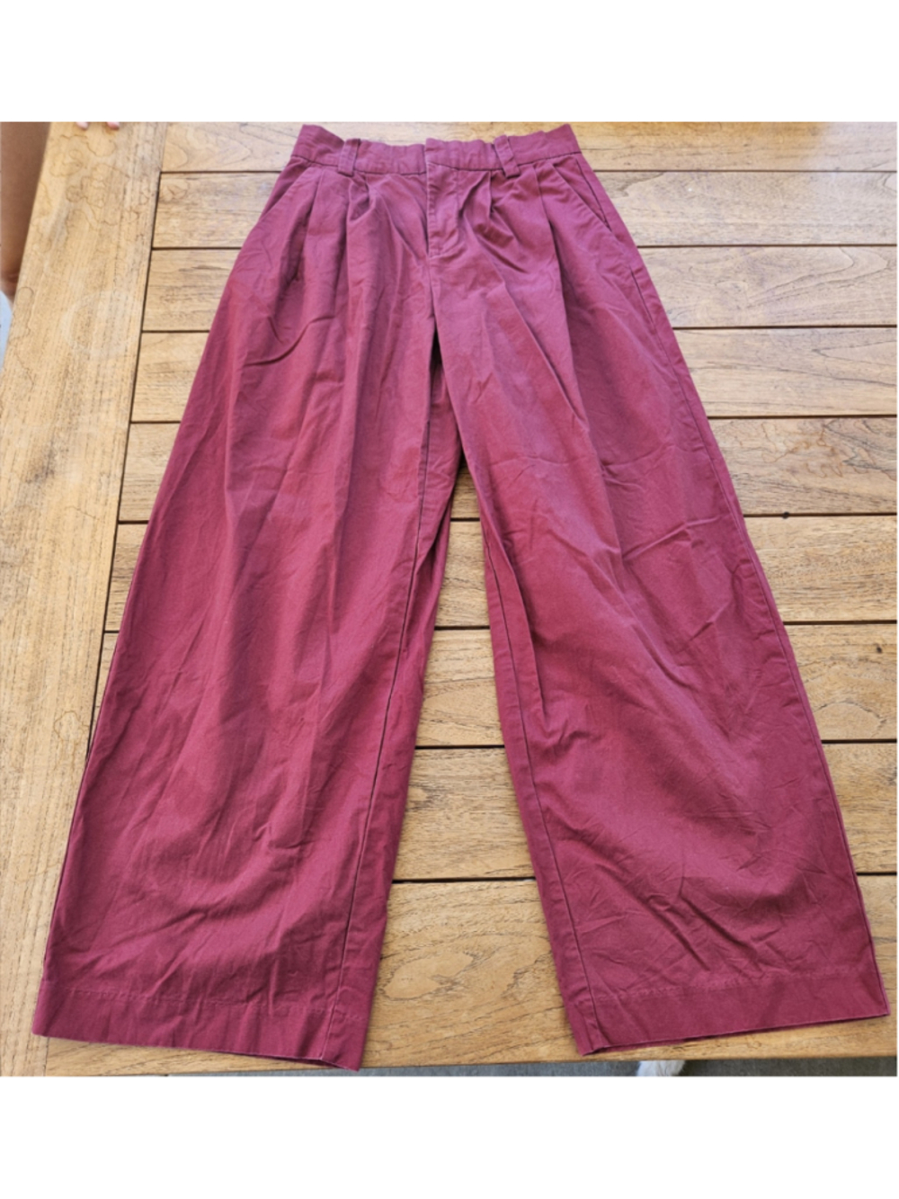 BDG Maroon Kristen Twill Wide Leg Pleated Trouser Pants Size XS